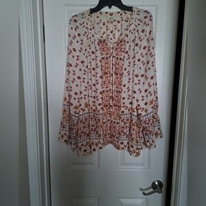 Style & Co. Cream and Red Floral Blouse